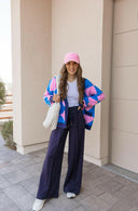 LUXE Diamond Checkered Oversized Cardigan-Sweaters-Rae Collective, Women's Online Fashion Boutique Located in Phoenix, Arizona (Scottsdale Area)