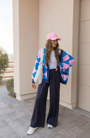 LUXE Diamond Checkered Oversized Cardigan-Sweaters-Rae Collective, Women's Online Fashion Boutique Located in Phoenix, Arizona (Scottsdale Area)