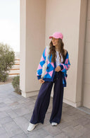 LUXE Diamond Checkered Oversized Cardigan-Sweaters-Rae Collective, Women's Online Fashion Boutique Located in Phoenix, Arizona (Scottsdale Area)
