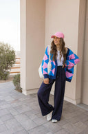 LUXE Diamond Checkered Oversized Cardigan-Sweaters-Rae Collective, Women's Online Fashion Boutique Located in Phoenix, Arizona (Scottsdale Area)