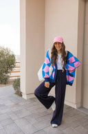 LUXE Diamond Checkered Oversized Cardigan-Sweaters-Rae Collective, Women's Online Fashion Boutique Located in Phoenix, Arizona (Scottsdale Area)