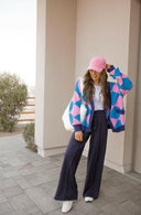 LUXE Diamond Checkered Oversized Cardigan-Sweaters-Rae Collective, Women's Online Fashion Boutique Located in Phoenix, Arizona (Scottsdale Area)
