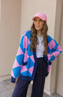 LUXE Diamond Checkered Oversized Cardigan-Sweaters-Rae Collective, Women's Online Fashion Boutique Located in Phoenix, Arizona (Scottsdale Area)