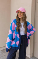 LUXE Diamond Checkered Oversized Cardigan-Sweaters-Rae Collective, Women's Online Fashion Boutique Located in Phoenix, Arizona (Scottsdale Area)