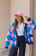 LUXE Diamond Checkered Oversized Cardigan-Sweaters-Rae Collective, Women's Online Fashion Boutique Located in Phoenix, Arizona (Scottsdale Area)