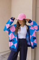 LUXE Diamond Checkered Oversized Cardigan-Sweaters-Rae Collective, Women's Online Fashion Boutique Located in Phoenix, Arizona (Scottsdale Area)
