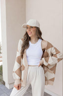 LUXE Diamond Checkered Oversized Cardigan-Sweaters-Rae Collective, Women's Online Fashion Boutique Located in Phoenix, Arizona (Scottsdale Area)
