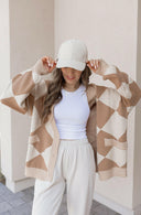 LUXE Diamond Checkered Oversized Cardigan-Sweaters-Rae Collective, Women's Online Fashion Boutique Located in Phoenix, Arizona (Scottsdale Area)