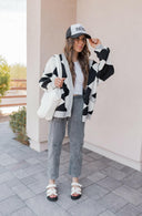 LUXE Diamond Checkered Oversized Cardigan-Sweaters-Rae Collective, Women's Online Fashion Boutique Located in Phoenix, Arizona (Scottsdale Area)