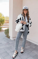 LUXE Diamond Checkered Oversized Cardigan-Sweaters-Rae Collective, Women's Online Fashion Boutique Located in Phoenix, Arizona (Scottsdale Area)