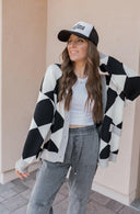 LUXE Diamond Checkered Oversized Cardigan-Sweaters-Rae Collective, Women's Online Fashion Boutique Located in Phoenix, Arizona (Scottsdale Area)
