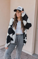 LUXE Diamond Checkered Oversized Cardigan-Sweaters-Rae Collective, Women's Online Fashion Boutique Located in Phoenix, Arizona (Scottsdale Area)