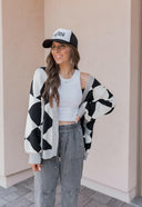 LUXE Diamond Checkered Oversized Cardigan-Sweaters-Rae Collective, Women's Online Fashion Boutique Located in Phoenix, Arizona (Scottsdale Area)