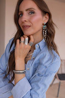 Moonlit Wildflower Engraved Sterling Silver Ring | Pre-Order
