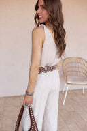 Classic V-neck Tank Top With Strap Accent