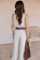 Classic V-neck Tank Top With Strap Accent