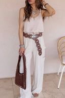 Western Turquoise Concho Disc Leather Belt