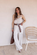 Classic V-neck Tank Top With Strap Accent
