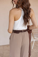 Woven Airflow Adjustable Strap V-neck Cami Top