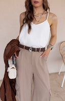 Woven Airflow Adjustable Strap V-neck Cami Top