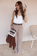 Woven Airflow Adjustable Strap V-neck Cami Top