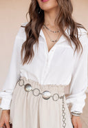 Let Loose Textured Lantern Sleeve Button Down