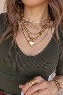 Triple Layer Loop, Box & Paperclip Chain Necklace