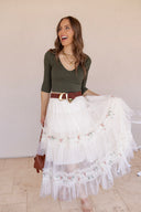 Whimsical Romance Tiered Ruffle Maxi Skirt