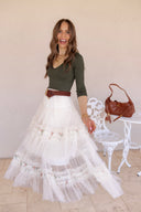 Whimsical Romance Tiered Ruffle Maxi Skirt
