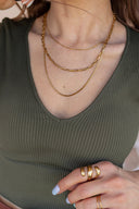 Triple Layer Loop, Box & Paperclip Chain Necklace