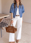 Summer Story Cropped Denim Button-Up Shirt