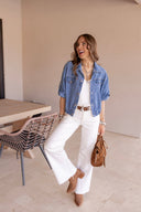 Summer Story Cropped Denim Button-Up Shirt