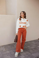 Pumpkin Embroidery Long Sleeve Sweater-Sweaters-Rae Collective, Women's Online Fashion Boutique Located in Phoenix, Arizona (Scottsdale Area)