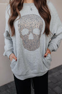 Pocket Leopard Rhinestone Skull Sweater S-2X-Sweaters-Krush Kandy, Women's Online Fashion Boutique Located in Phoenix, Arizona (Scottsdale Area)