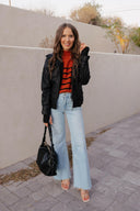 Between the Lines Striped Mock Neck Short Sleeve Sweater-Tops-Rae Collective, Women's Online Fashion Boutique Located in Phoenix, Arizona (Scottsdale Area)