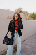 Between the Lines Striped Mock Neck Short Sleeve Sweater-Tops-Rae Collective, Women's Online Fashion Boutique Located in Phoenix, Arizona (Scottsdale Area)