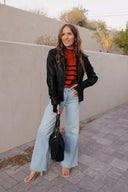Between the Lines Striped Mock Neck Short Sleeve Sweater-Tops-Rae Collective, Women's Online Fashion Boutique Located in Phoenix, Arizona (Scottsdale Area)