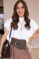 Wide Studded Western Buckle Belt | 3 Colors