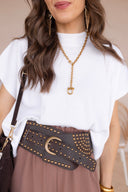 Wide Studded Western Buckle Belt | 3 Colors