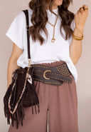 Wide Studded Western Buckle Belt | 3 Colors