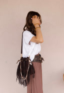 Meet Me at Coachella Suede Bucket Bag with Fringe