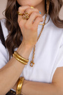 Waterproof Ribbed Stainless Steel Coil Bangle Bracelet