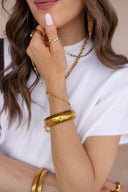Waterproof Ribbed Stainless Steel Coil Bangle Bracelet