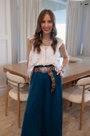 Western Turquoise Concho Disc Leather Belt