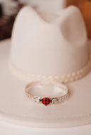 Red Checkered Teardrop & White CZ Cuff-Bracelets-Rae Collective, Women's Online Fashion Boutique Located in Phoenix, Arizona (Scottsdale Area)