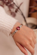 Red Checkered Teardrop & White CZ Cuff-Bracelets-Rae Collective, Women's Online Fashion Boutique Located in Phoenix, Arizona (Scottsdale Area)