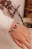 Red Checkered Teardrop & White CZ Cuff-Bracelets-Rae Collective, Women's Online Fashion Boutique Located in Phoenix, Arizona (Scottsdale Area)
