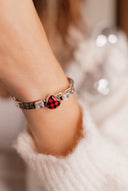 Red Checkered Teardrop & White CZ Cuff-Bracelets-Rae Collective, Women's Online Fashion Boutique Located in Phoenix, Arizona (Scottsdale Area)