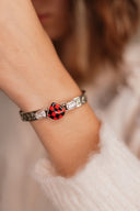 Red Checkered Teardrop & White CZ Cuff-Bracelets-Rae Collective, Women's Online Fashion Boutique Located in Phoenix, Arizona (Scottsdale Area)