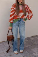 Krushed It Luxe Contrasting Striped Sweater-Sweaters-Rae Collective, Women's Online Fashion Boutique Located in Phoenix, Arizona (Scottsdale Area)